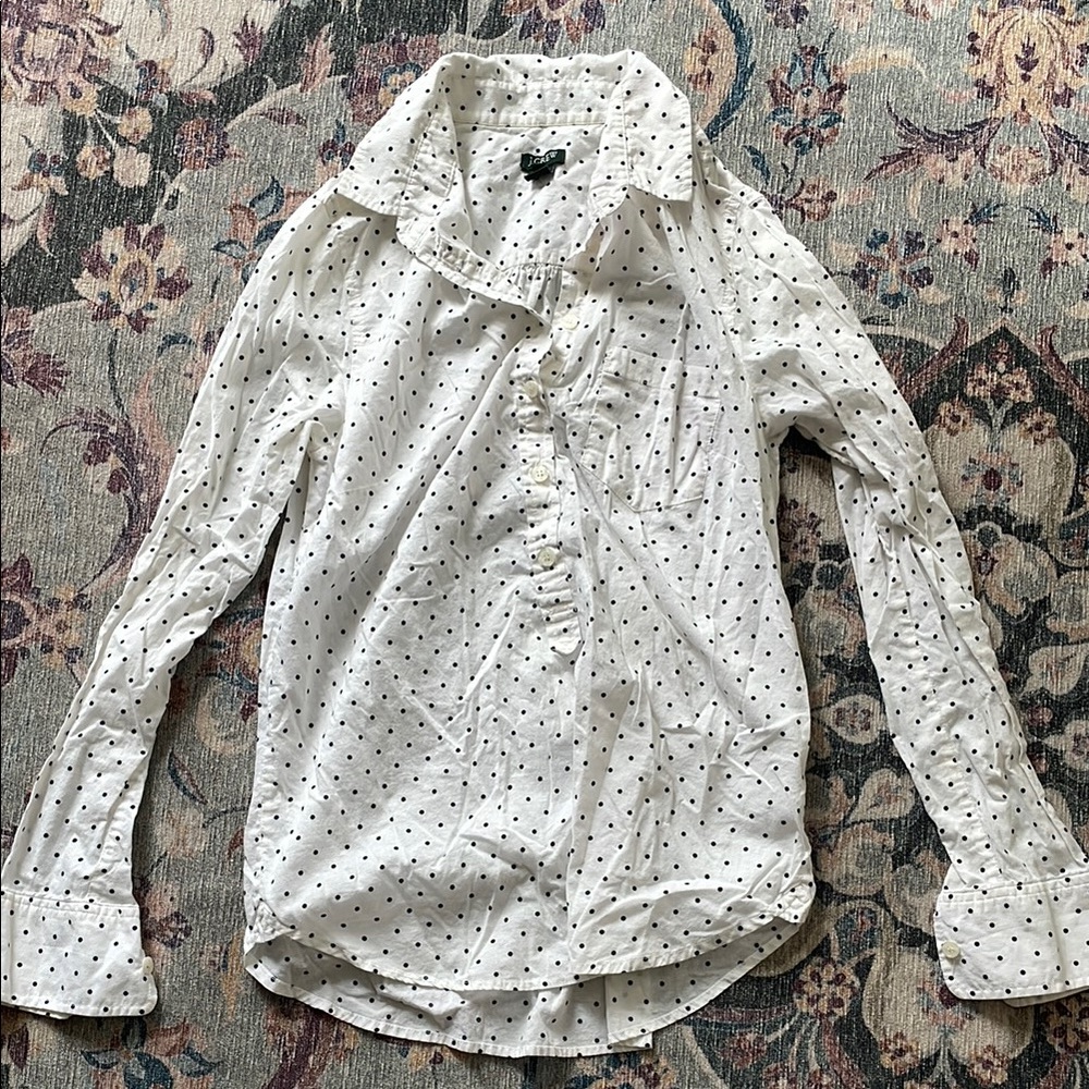 White Polka Dot Popover Shirt